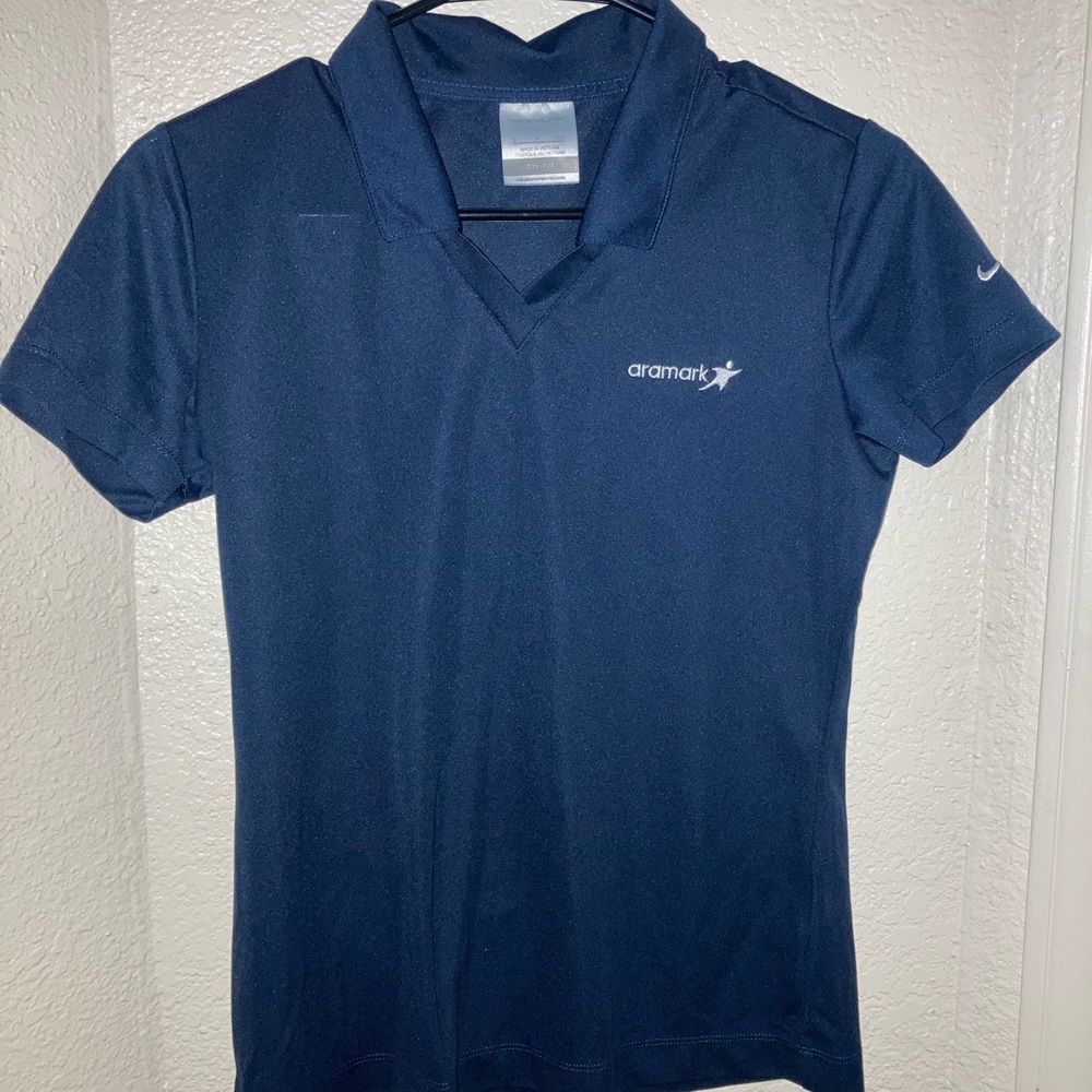 Nike Golf V Neck Shirt S Navy Blue Aramark